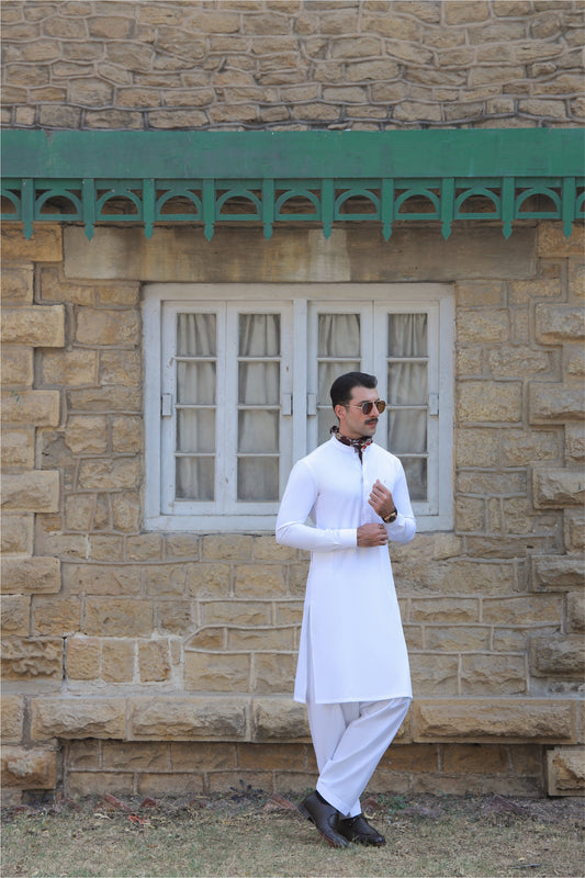 WHITE EGYPTIAN COTTON SHALWAR KAMEEZ