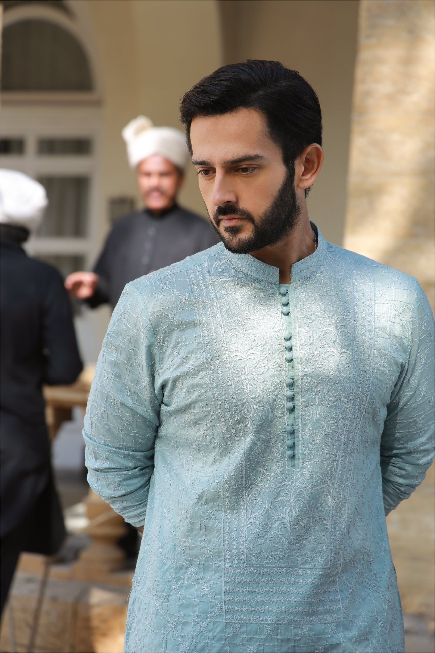 -AZAN- MINT BLUE KURTA PAJAMA