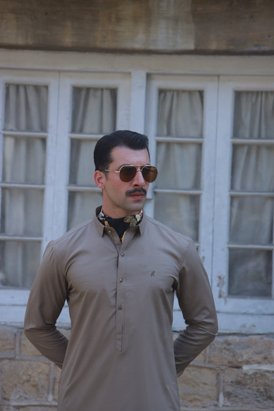 DARK BEIGE BOSKY SHALWAR KAMEEZ