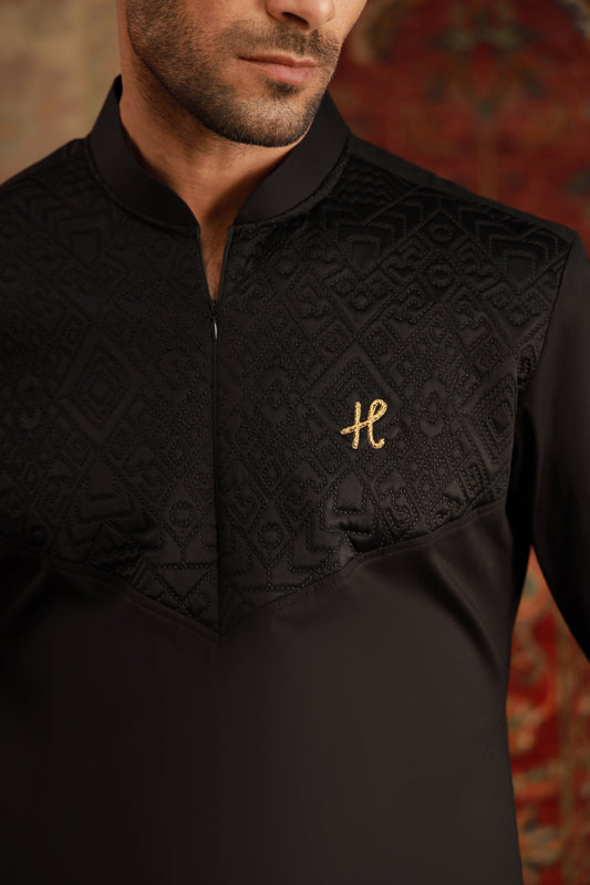 BLACK FOAM KURTA PAJAMA