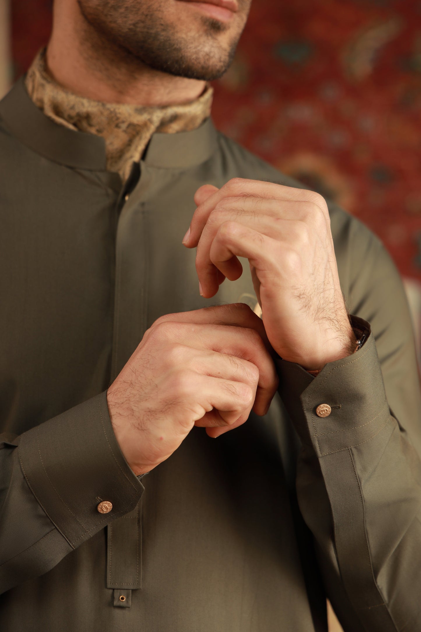 OLIVE GREEN WASH N WEAR SHALWAR QAMEEZ