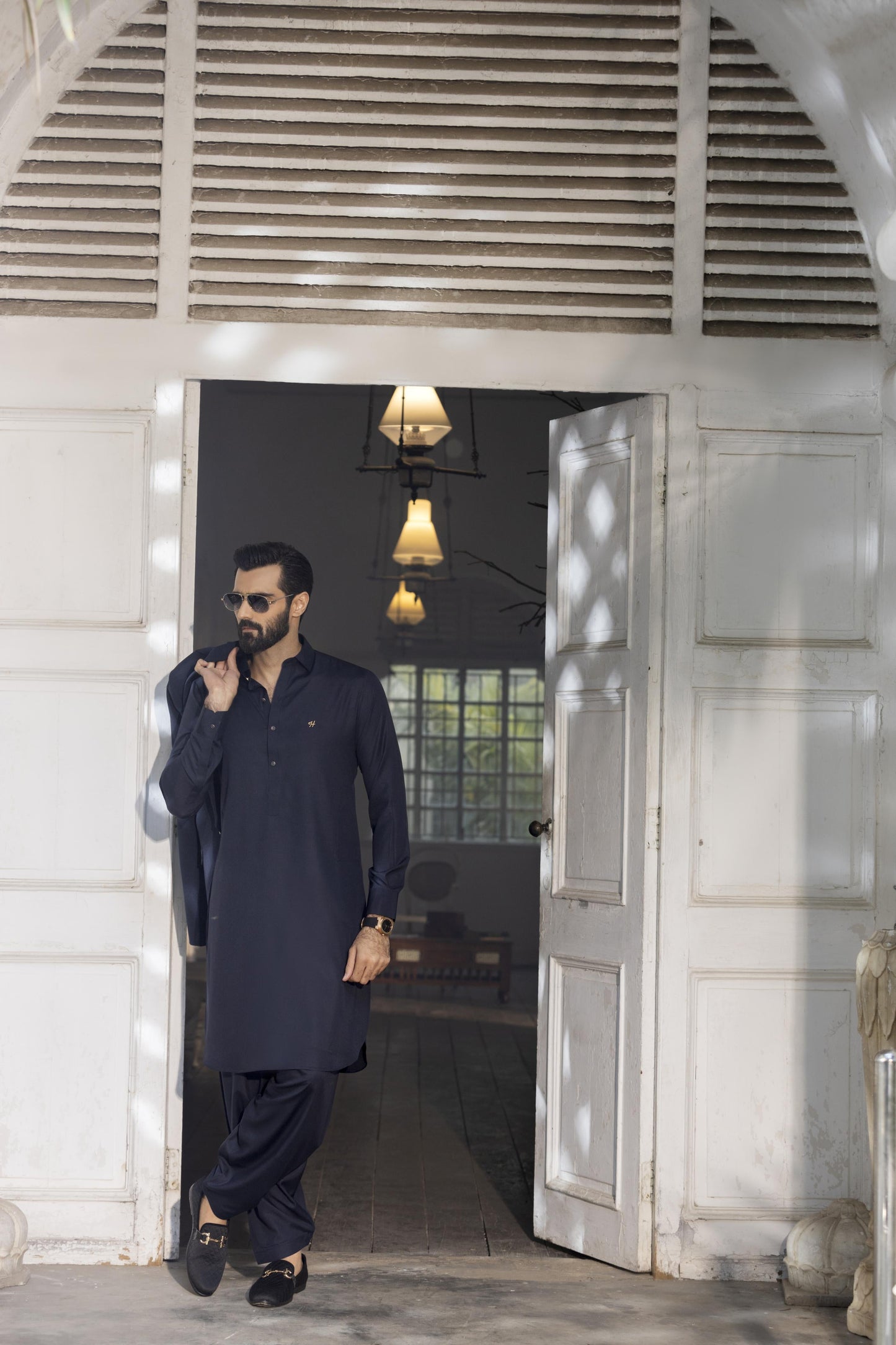 Navy Blue Wash N Wear Shalwar Kameez