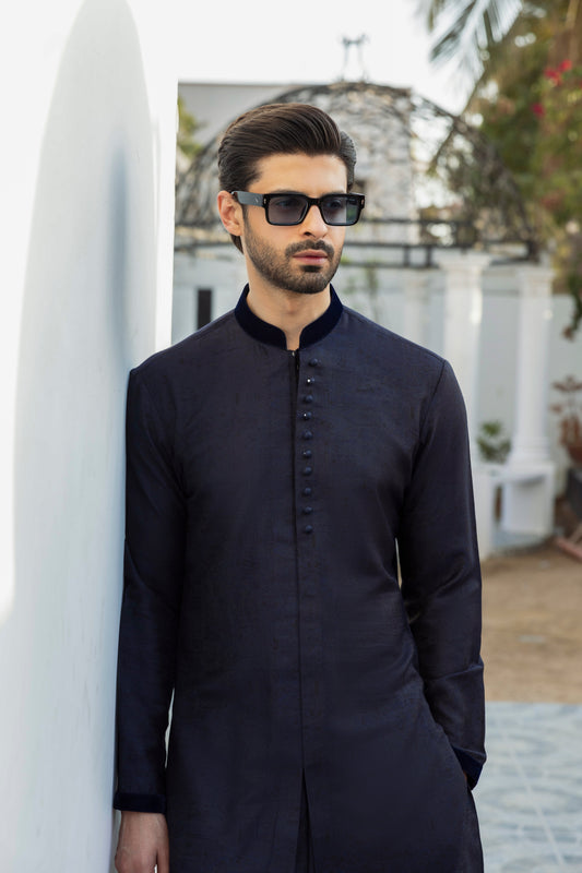 -XARTAJ- NAVY BLUE KURTA PAJAMA