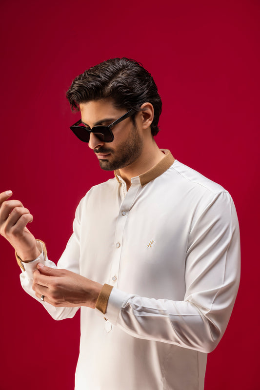 OFF WHITE WASH N WEAR SHALWAR KAMEEZ