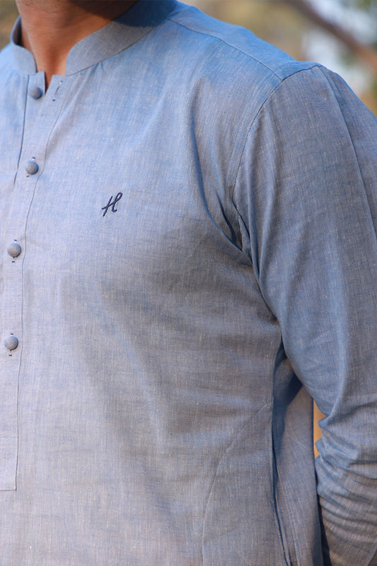 LIGHT BLUE LINEN KURTA PAJAMA
