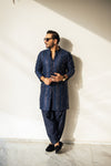 Blue Sequence Embossed Kurta Pajama