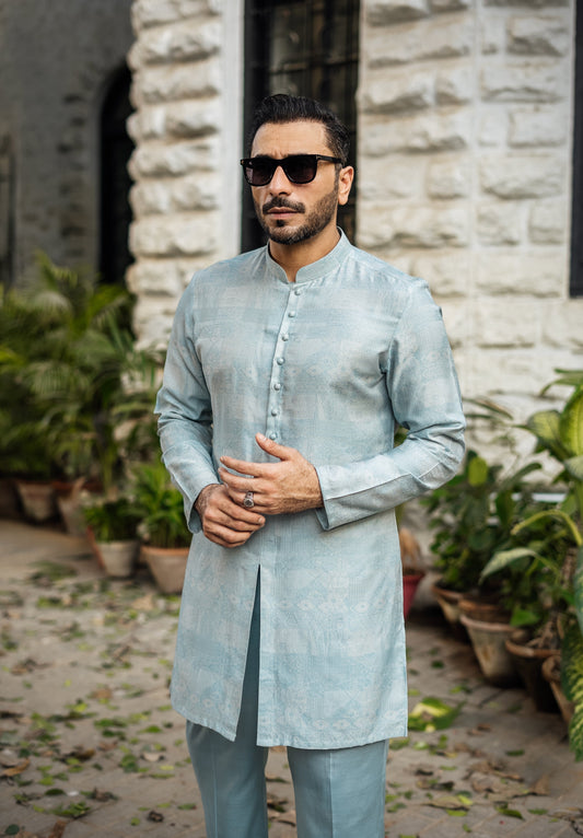 -XARTAJ- MINT BLUE KURTA PAJAMA