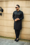 BLACK COTTON SATIN KURTA PAJAMA