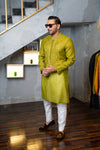 Pallete Green Self Embossed Sequence Work Kurta pajama