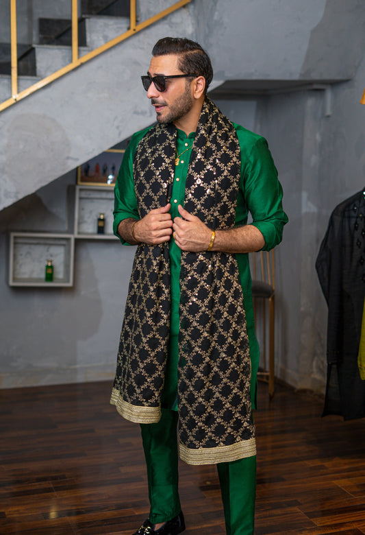 Bottle Green Silk Kurta Pajama