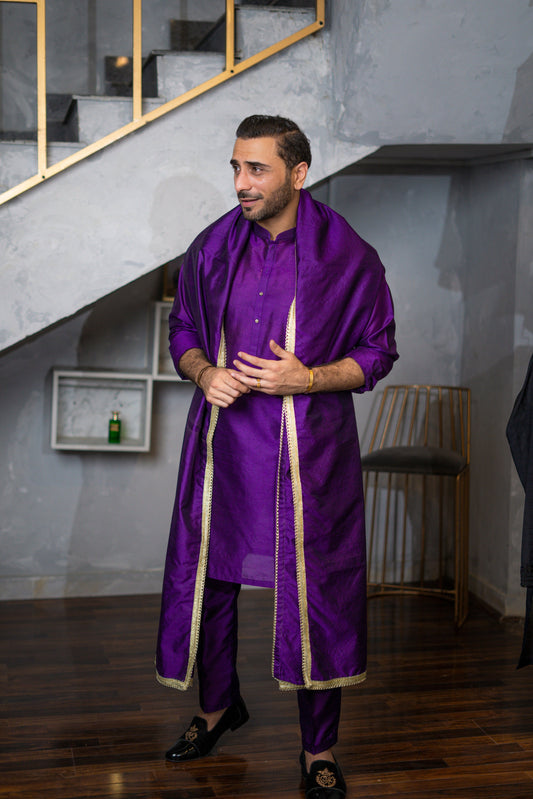 Purple Raw Silk Kurta Pajama