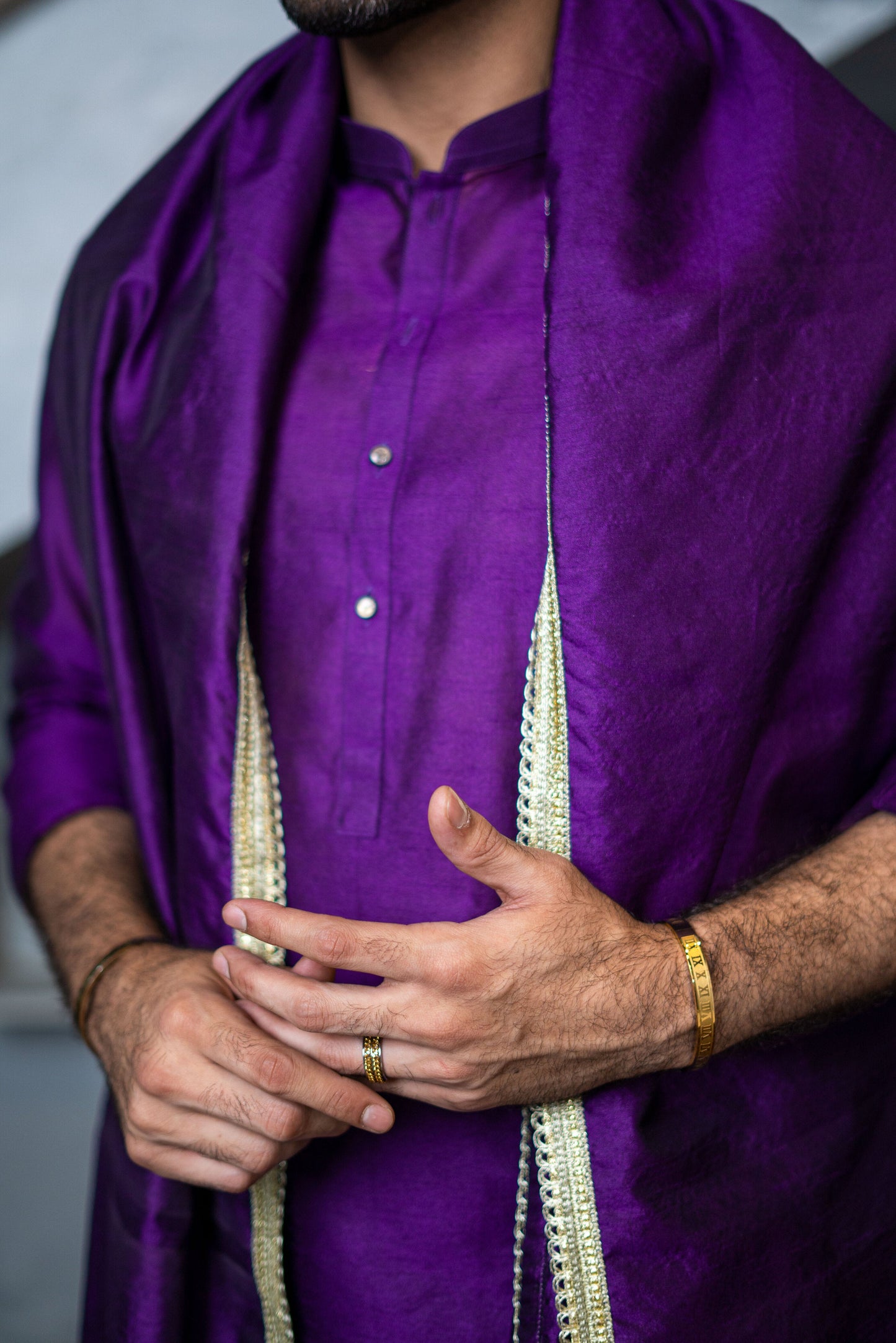 Purple Raw Silk Kurta Pajama