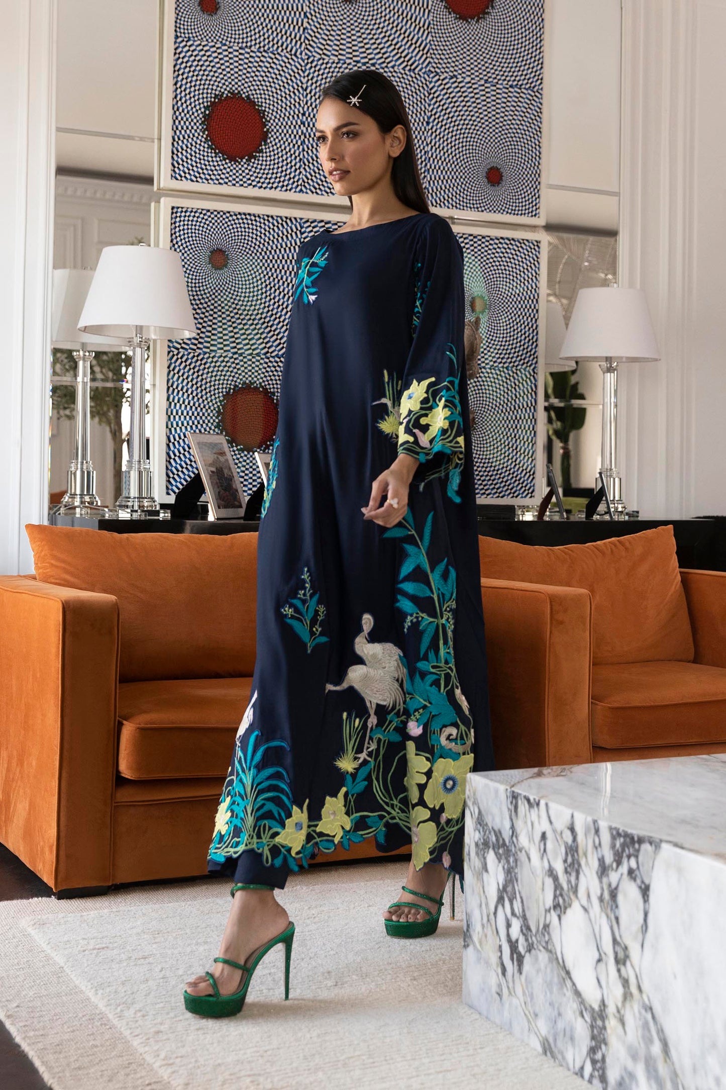 Stitched Embroidered Raw Silk Shirt + Trouser