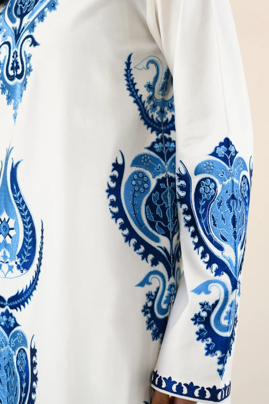 Ramadan Ready to Wear '26 - WHITE & BLUE LUXURY EMBROIDERED LAWN 3PCS SET (NPA3-26412)