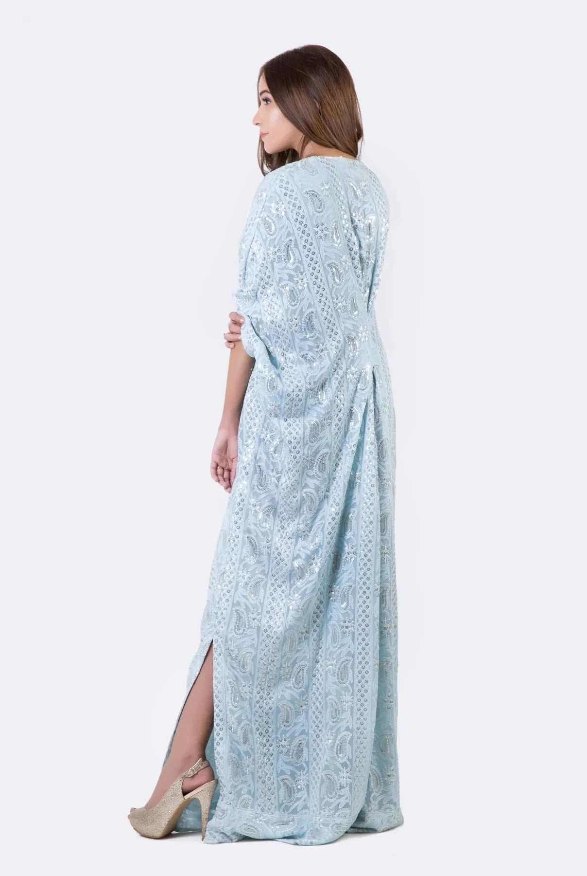 Kaftans - Kf# 12813-Skyblue
