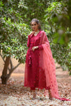 Long Embroidered Angarkha With Statement Dupatta