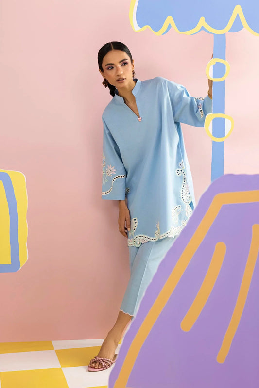 New In '26 - Stitched Embroidered Lawn Shirt+ Culotte | SS26ESE316P2T