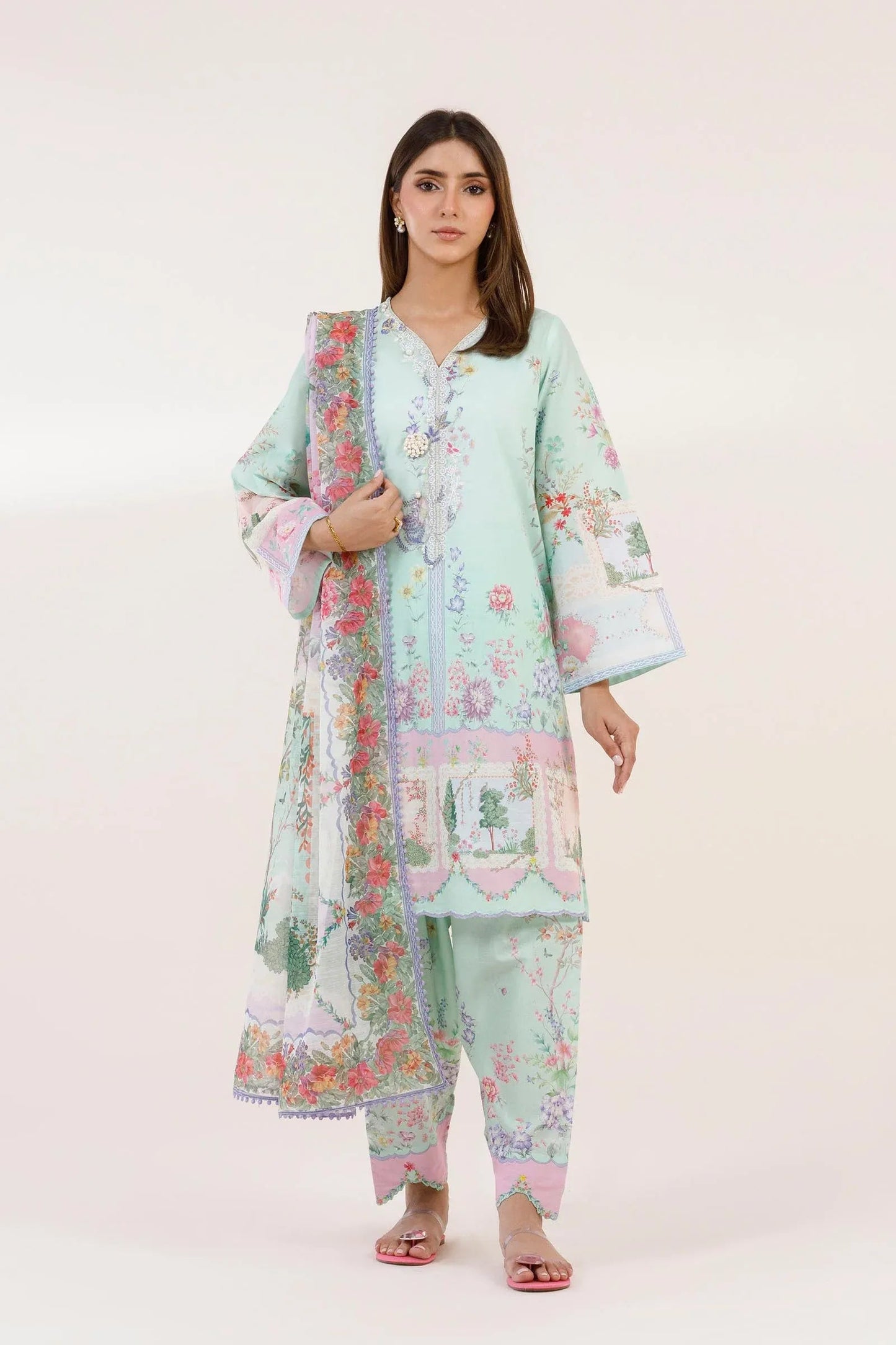 New In '26 - Stitched Printed Muzlin Suit | SS26MUZ114BP3