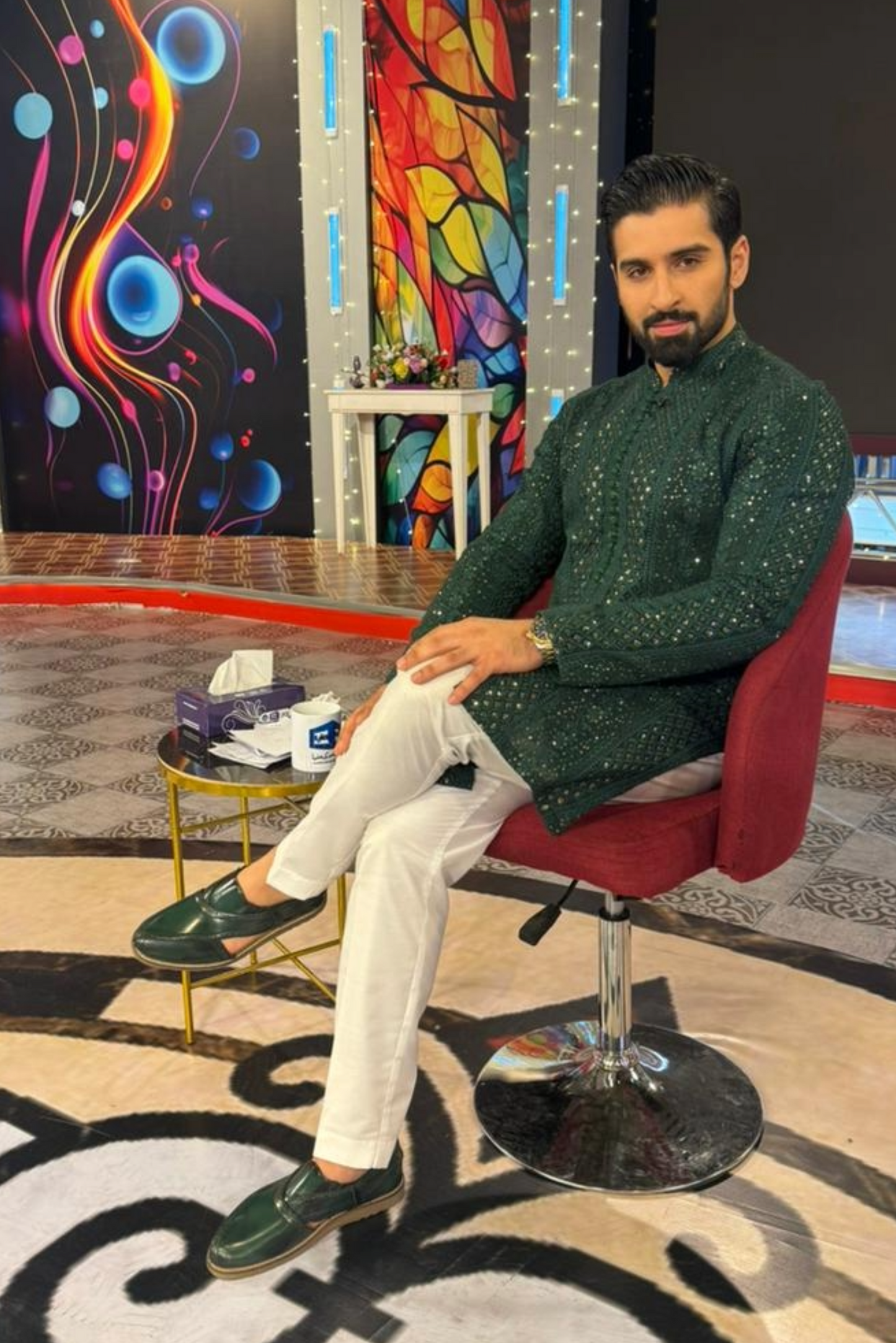 Green Sequence Kurta Pajama