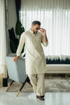 Ivory Mirror Embossed Kurta Pajama