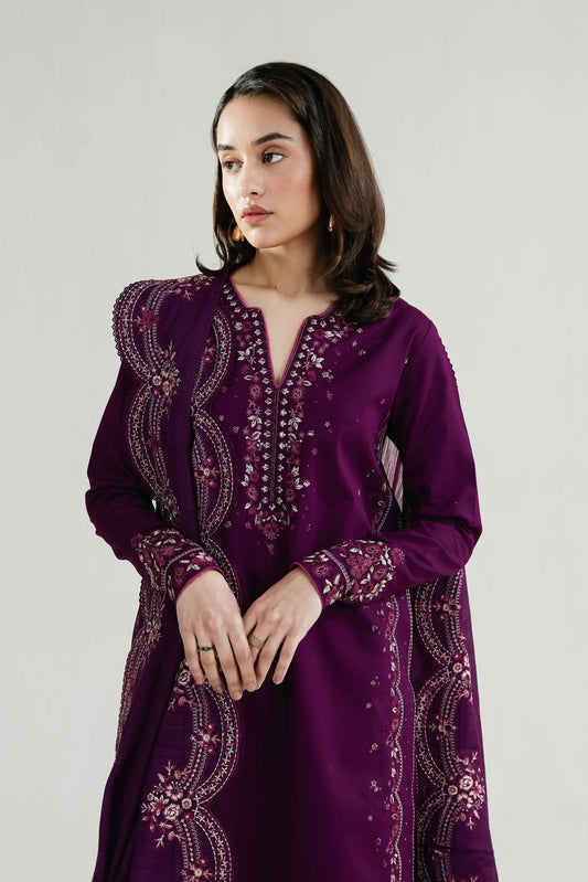 Ramadan Ready to Wear '26 - DEEP PLUM LUXURY EMBROIDERED LAWN 3PCS SET (NPA3-26410)