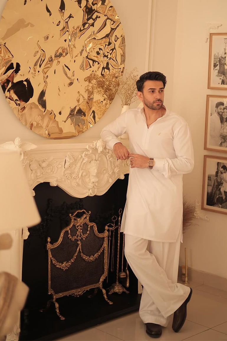 White Kurta Farshi Shalwar