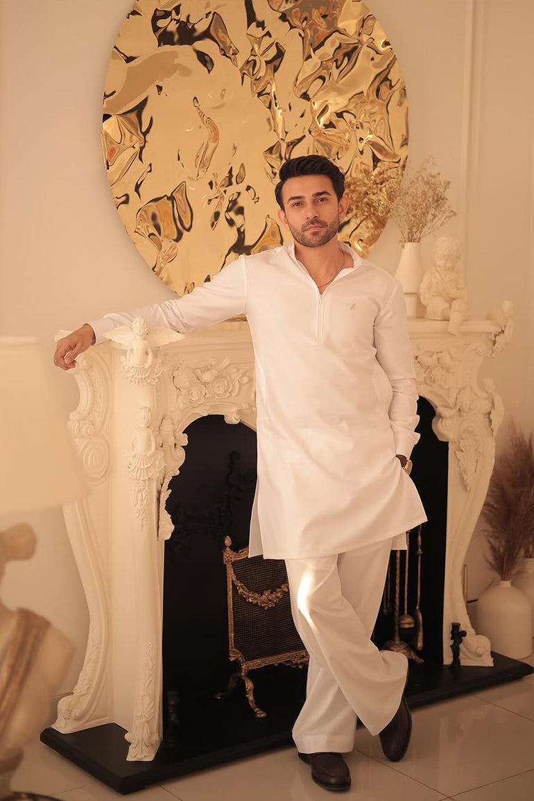 White Kurta Farshi Shalwar