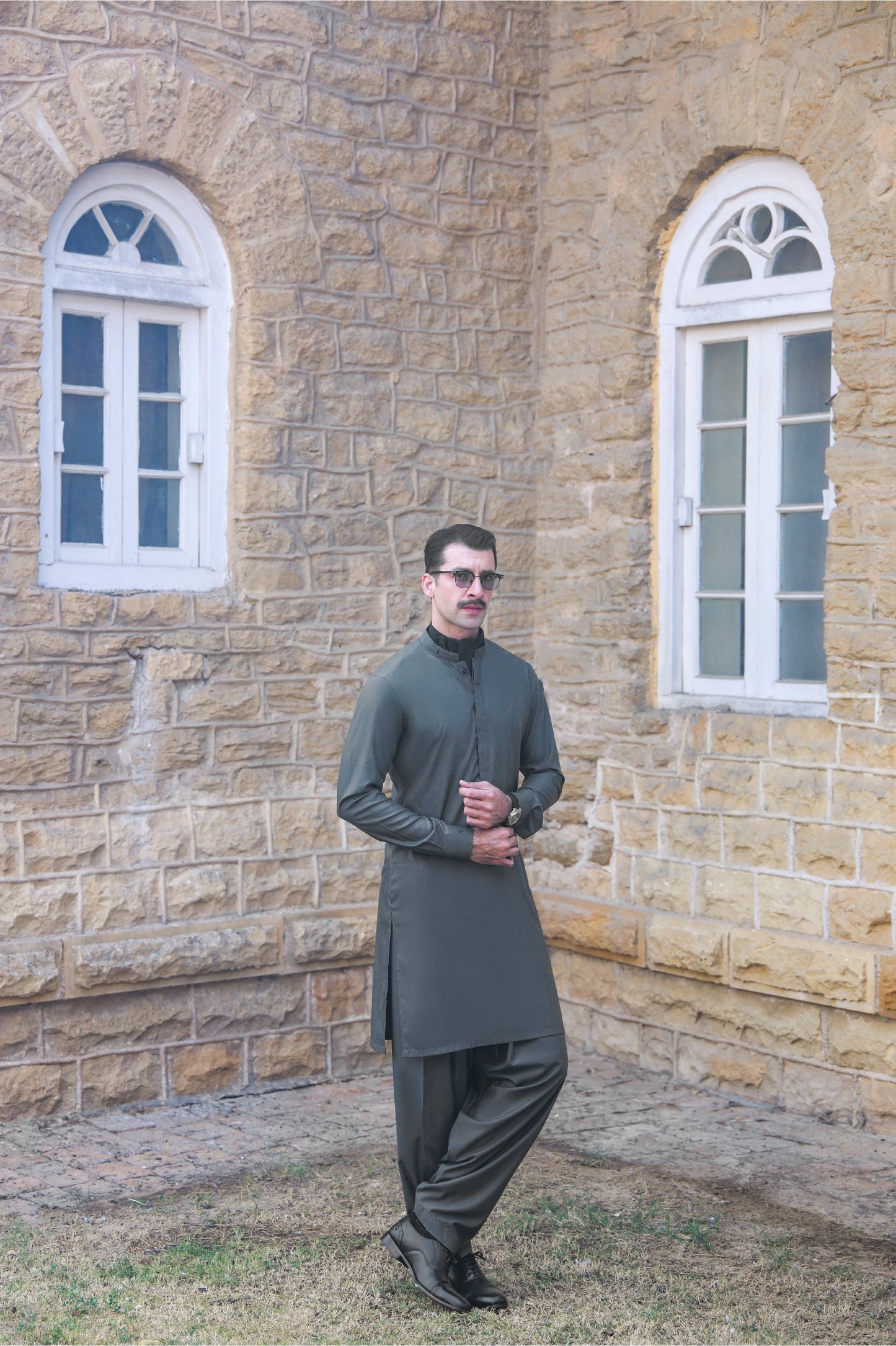 GREY TWO TONE WASH N WEAR SHALWAR KAMEEZ