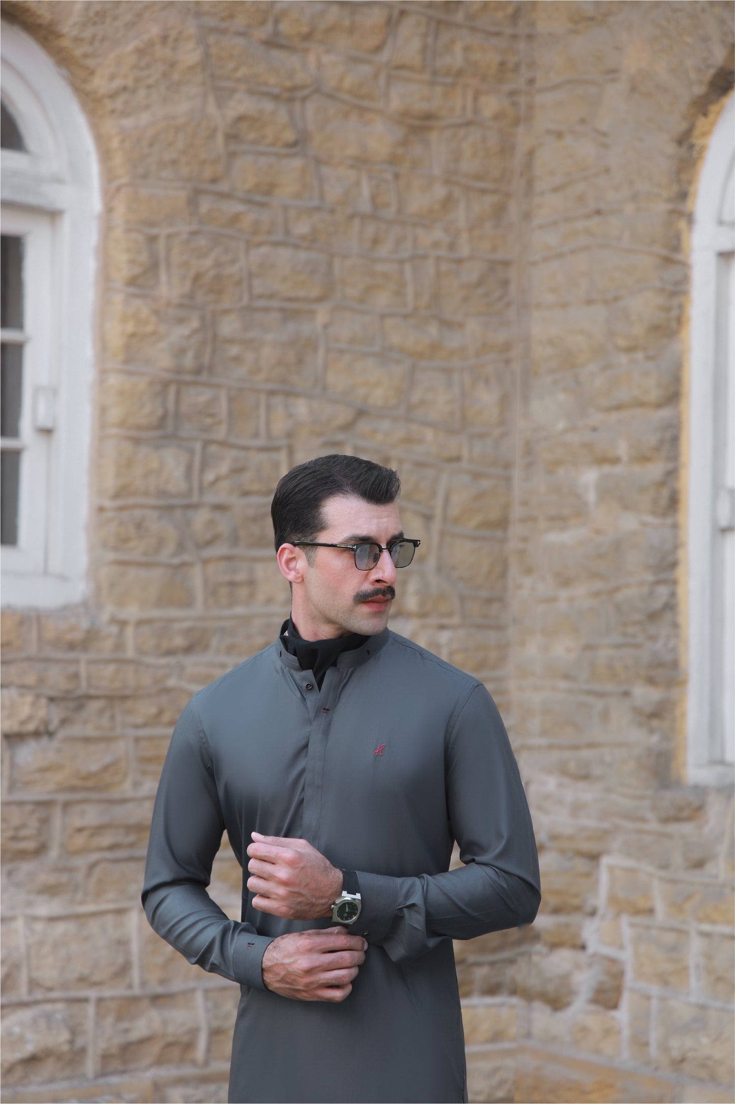 GREY TWO TONE WASH N WEAR SHALWAR KAMEEZ