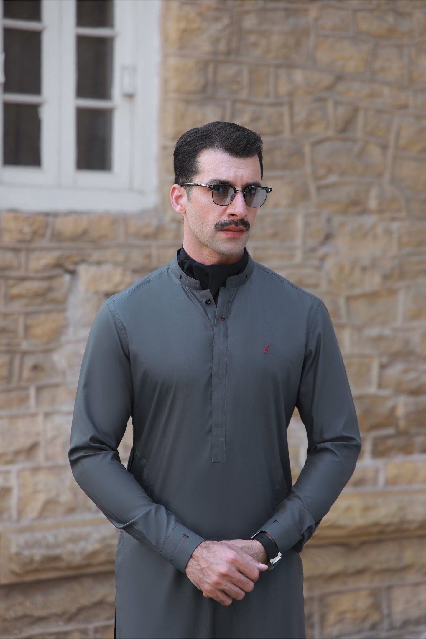 GREY TWO TONE WASH N WEAR SHALWAR KAMEEZ