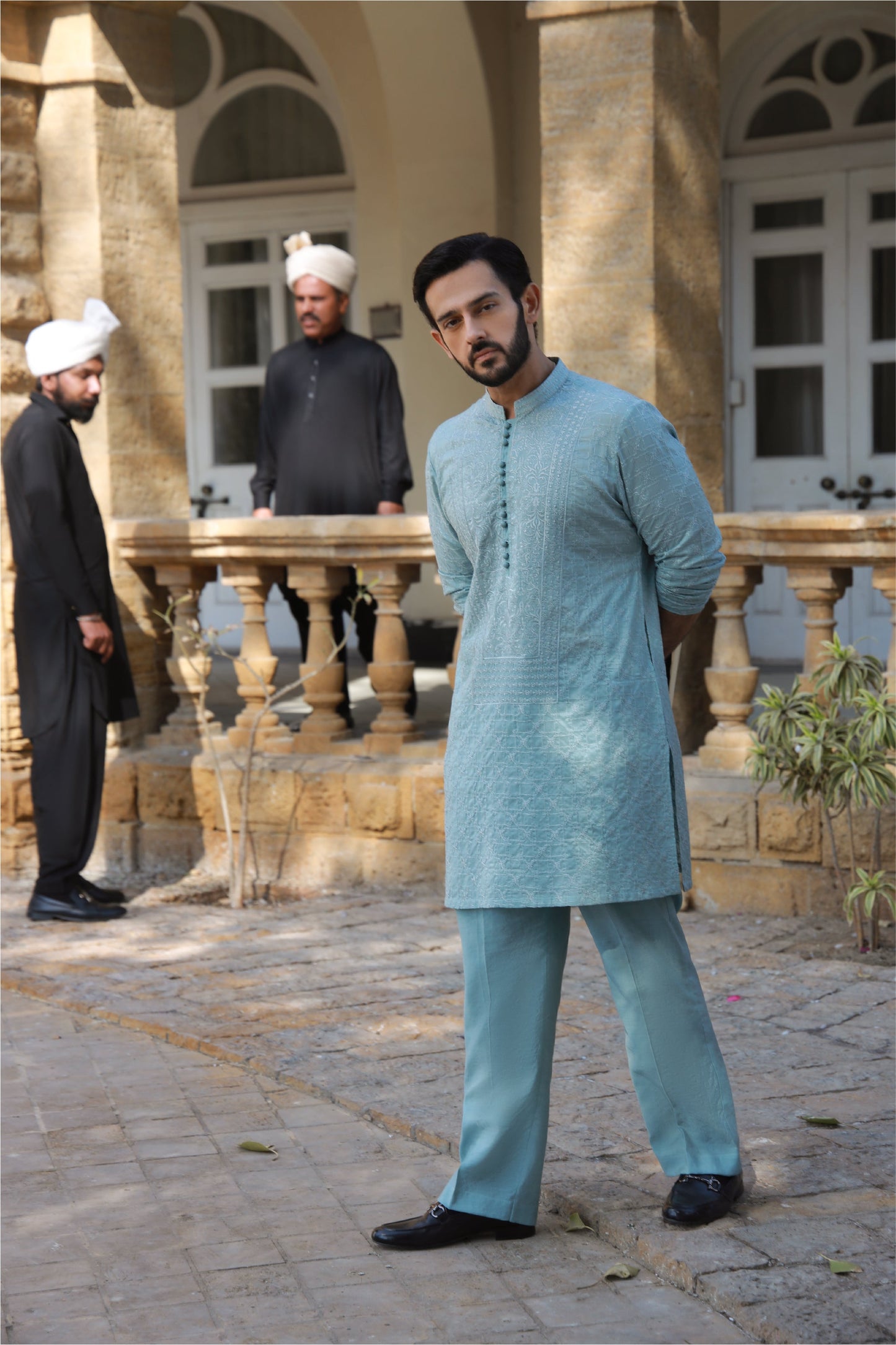 -AZAN- MINT BLUE KURTA PAJAMA