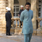 -AZAN- MINT BLUE KURTA PAJAMA