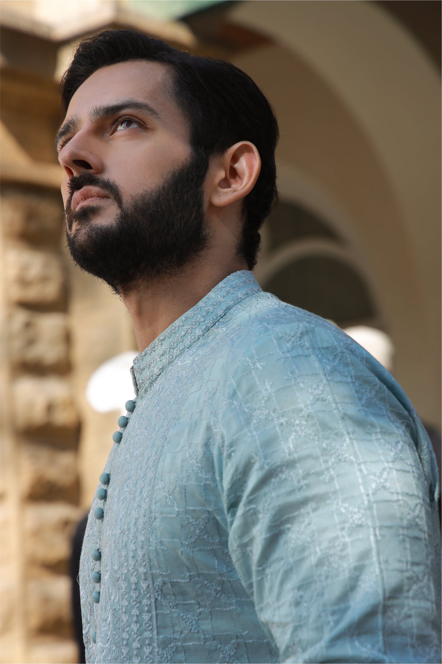 -AZAN- MINT BLUE KURTA PAJAMA