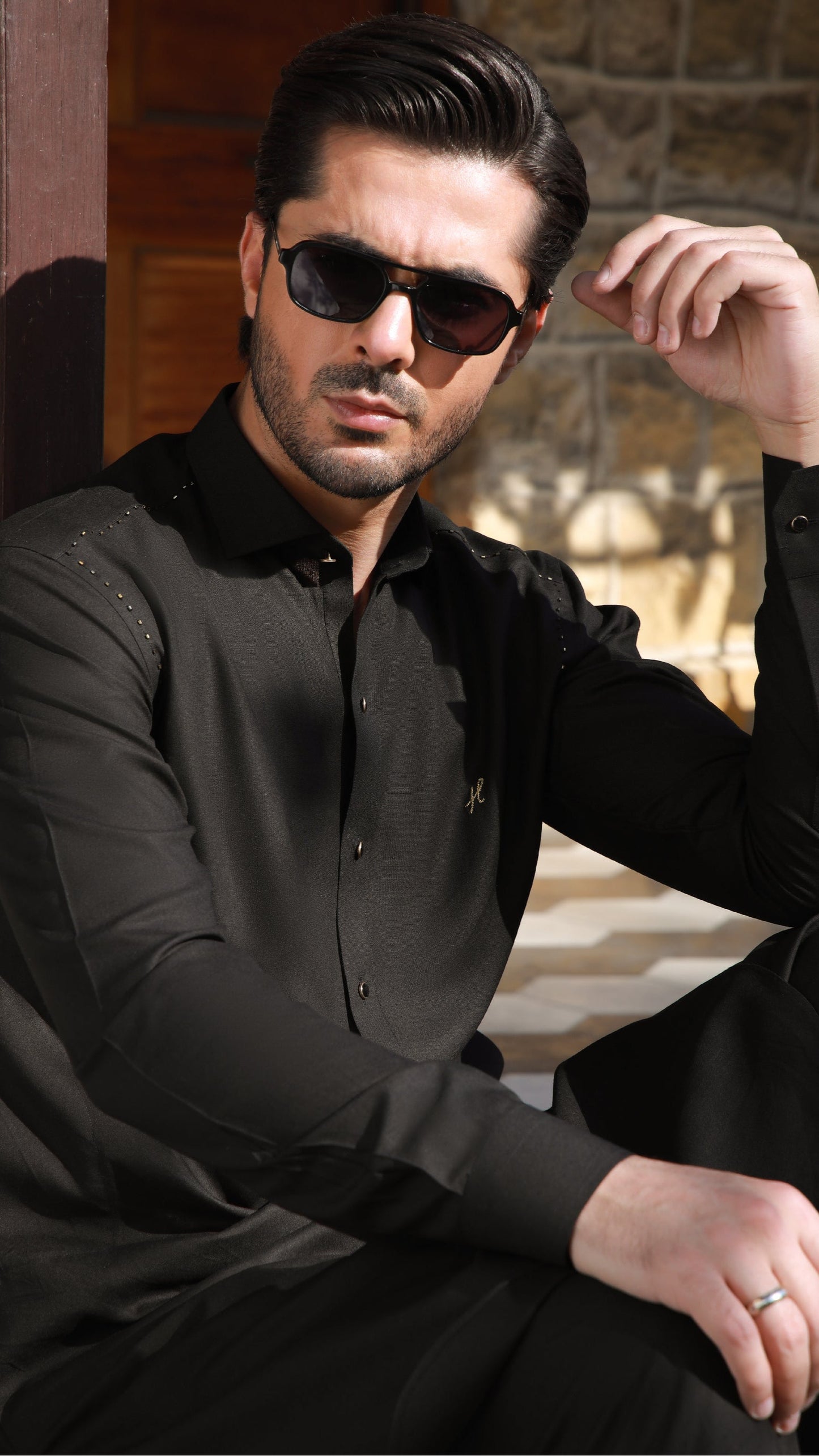 BLACK LINEN SHALWAR KAMEEZ