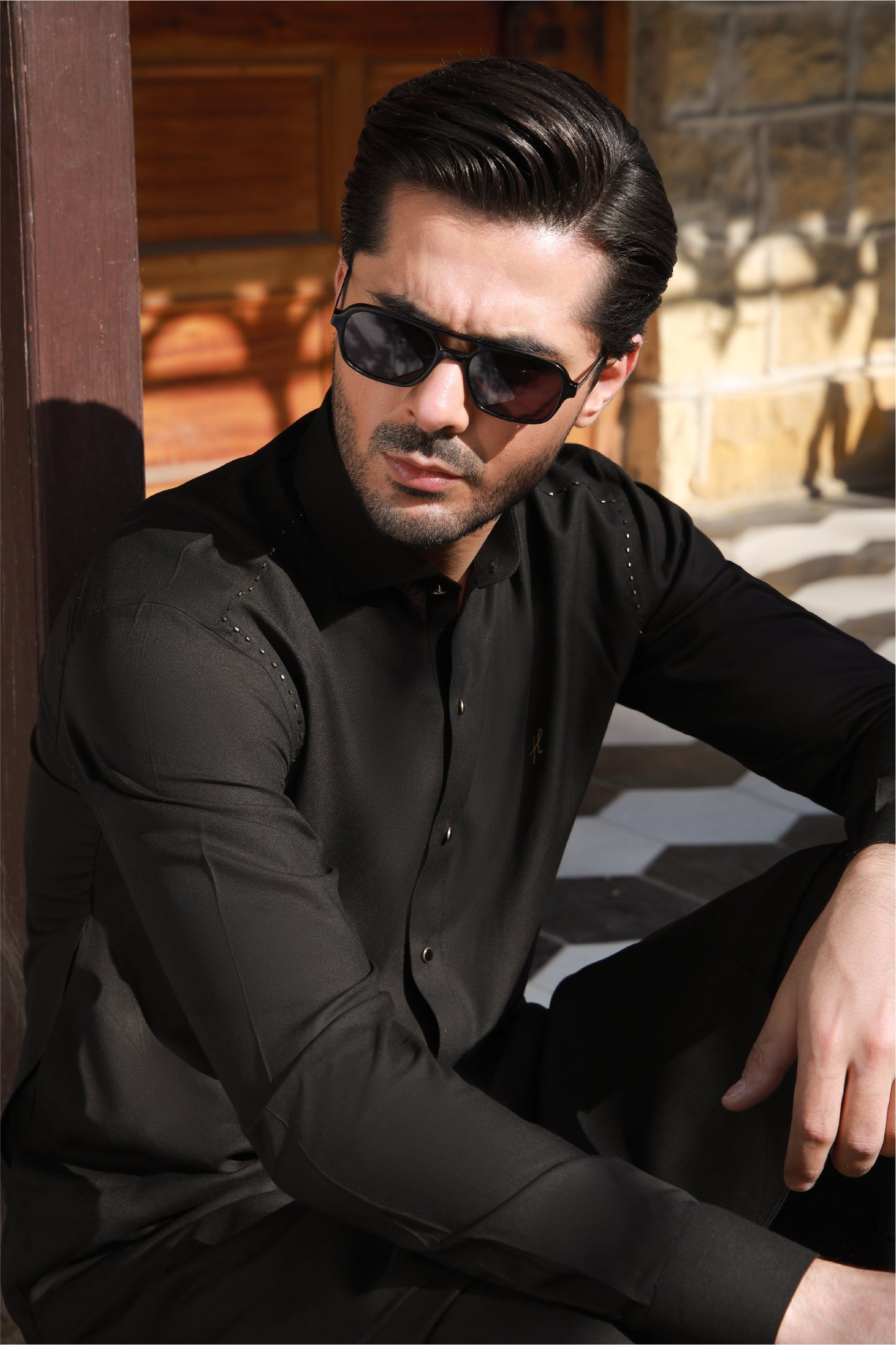 BLACK LINEN SHALWAR KAMEEZ