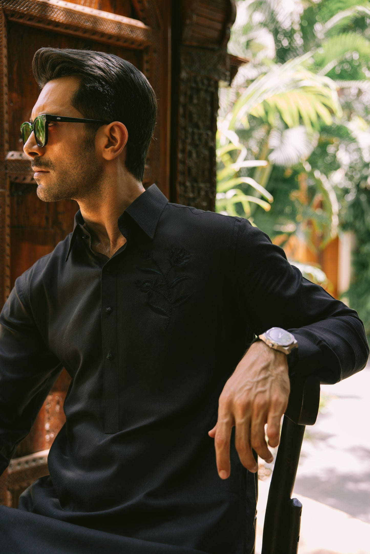 BLACK LINEN KURTA PAJAMA