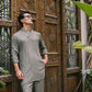 OLIVE GREEN LINEN KURTA PAJAMA