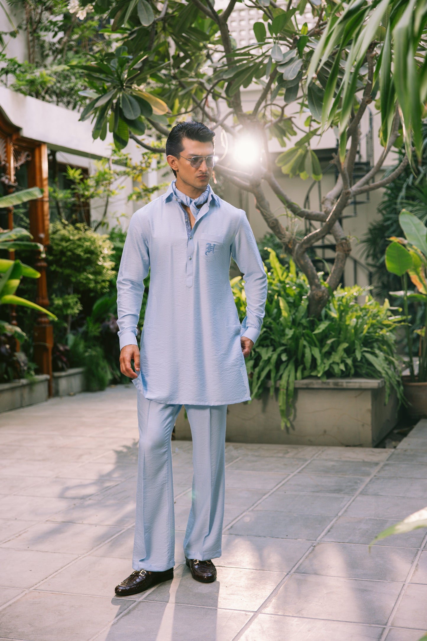 MINT BLUE LINEN KURTA PAJAMA