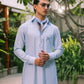 MINT BLUE LINEN KURTA PAJAMA