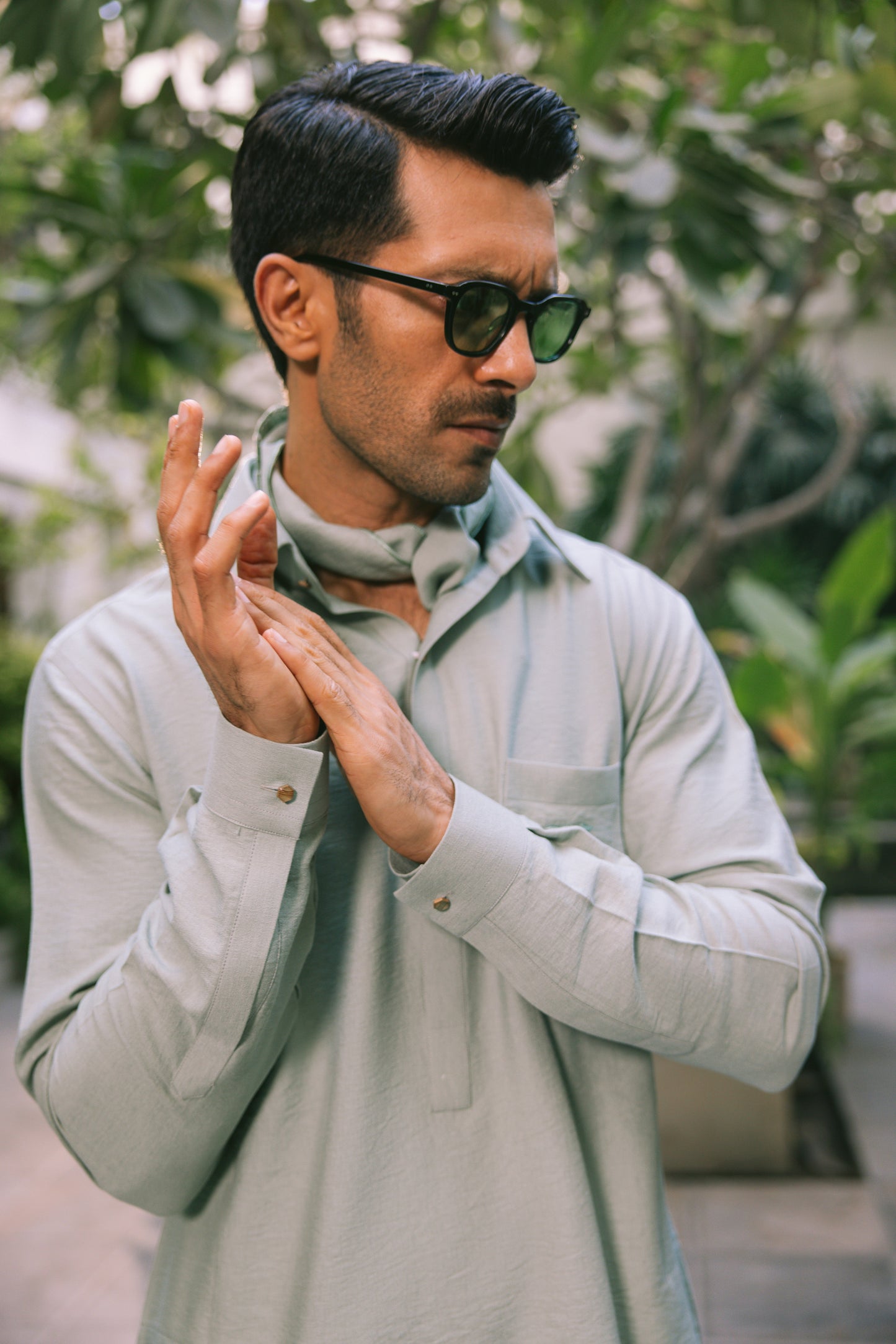 MINT GREEN LINEN KURTA PAJAMA