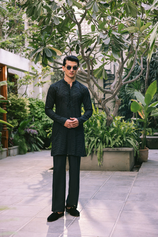 KHUMAR BLACK KURTA PAJAMA