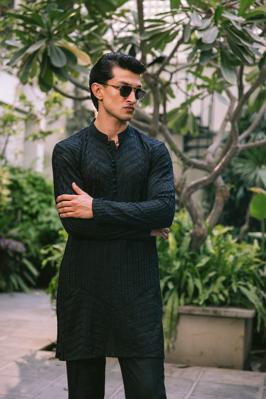 KHUMAR BLACK KURTA PAJAMA