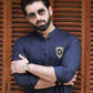 NAVY BLUE SELF TEXTURE WASH N WEAR KURTA PAJAMA