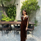 Golden Brown Velvet Embellished Kaaftan