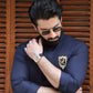 NAVY BLUE SELF TEXTURE WASH N WEAR KURTA PAJAMA