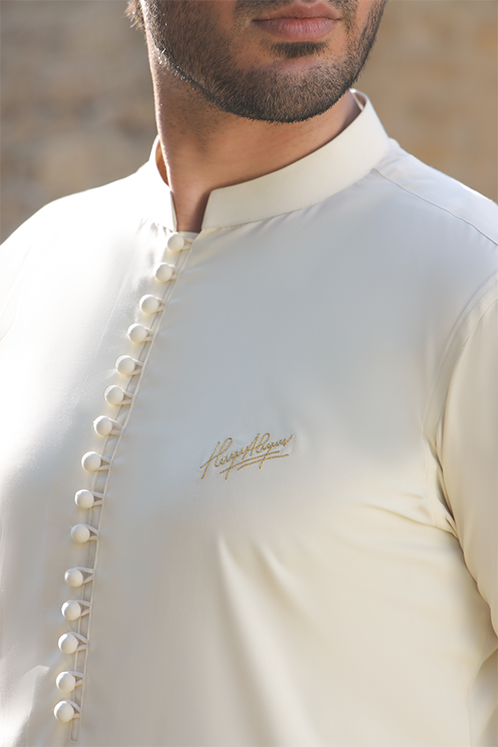 CREAM WASH N WEAR KURTA PAJAMA