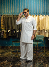 WHITE EGYPTIAN COTTON FARSHI KURTA SHALWAR