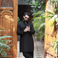 BLACK LINEN KURTA PAJAMA