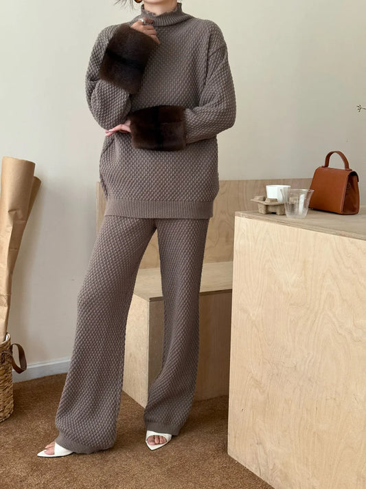 Gigi Fur Cuff Knit Suit