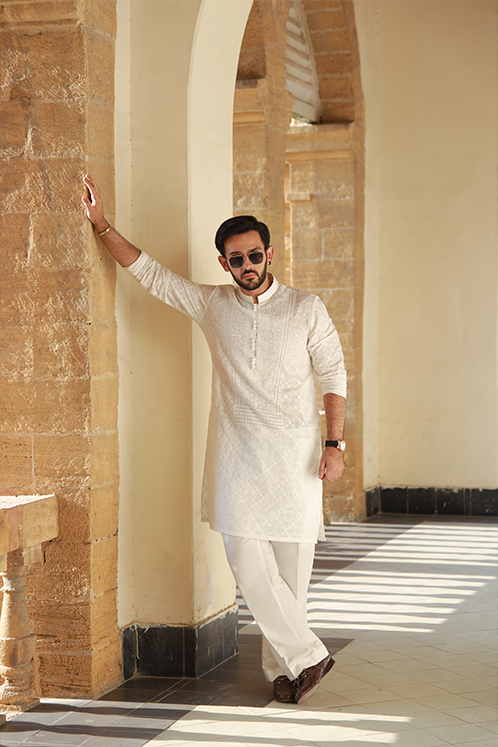 -AZAN- WHITE KURTA PAJAMA